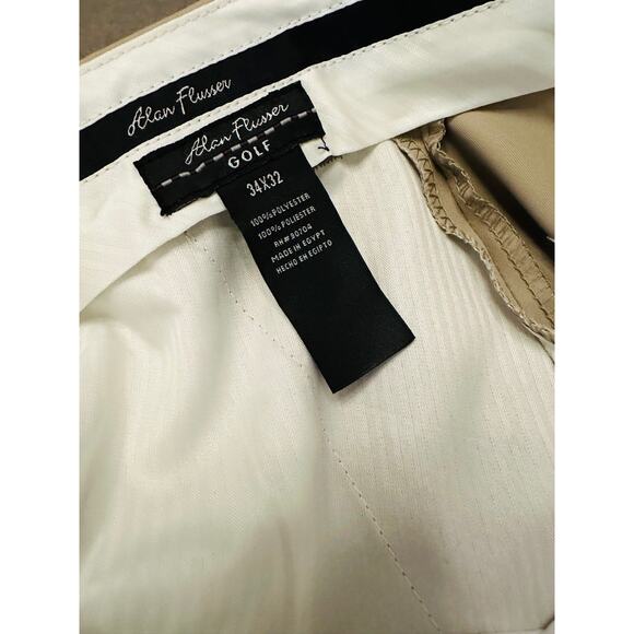 ALLAN FLUSSER GOLF - Size 34 X 32 - Pleats & Cuffs, Polyester Dress Slacks - Picture 5 of 5